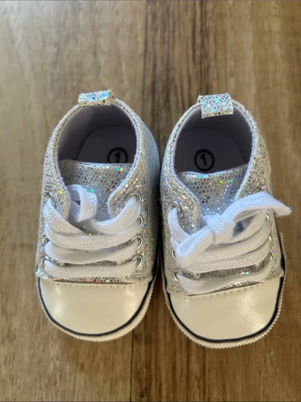 Baby Baby silver glitter sneakers-  size 1 (0-3 months)